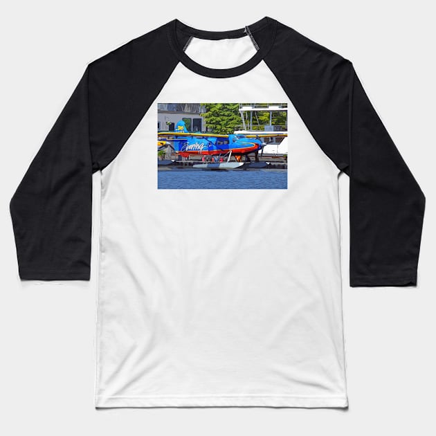 Seattle Evening Magazine Seaplane Baseball T-Shirt by WelshDesigns